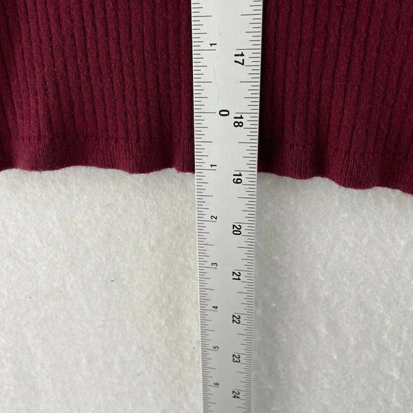 Forever 21 Sweater Womens M Red V-Neck Ribbed Knit Stretch Slim FitLong Sleeves - Picture 4 of 10